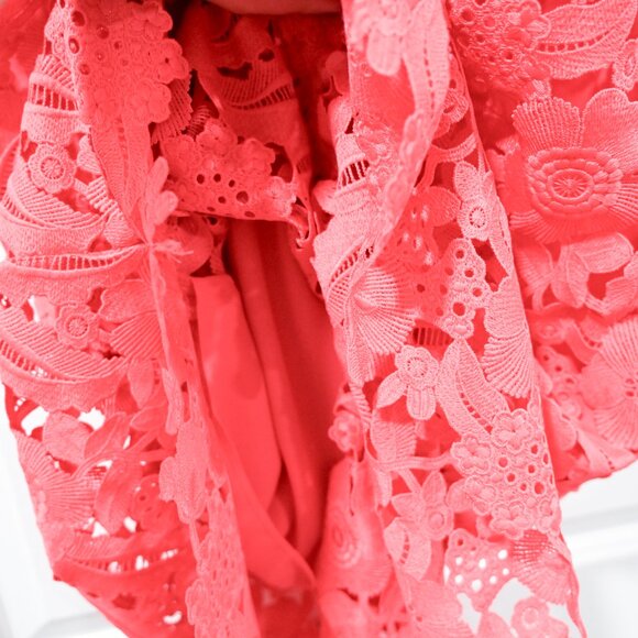 Shoshanna Size 6 Anthropologie Venetian Off the Shoulder Lace Pink Dress - Picture 5 of 10